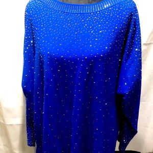 Cobalt blue sweater w/silver studs 2X NWT